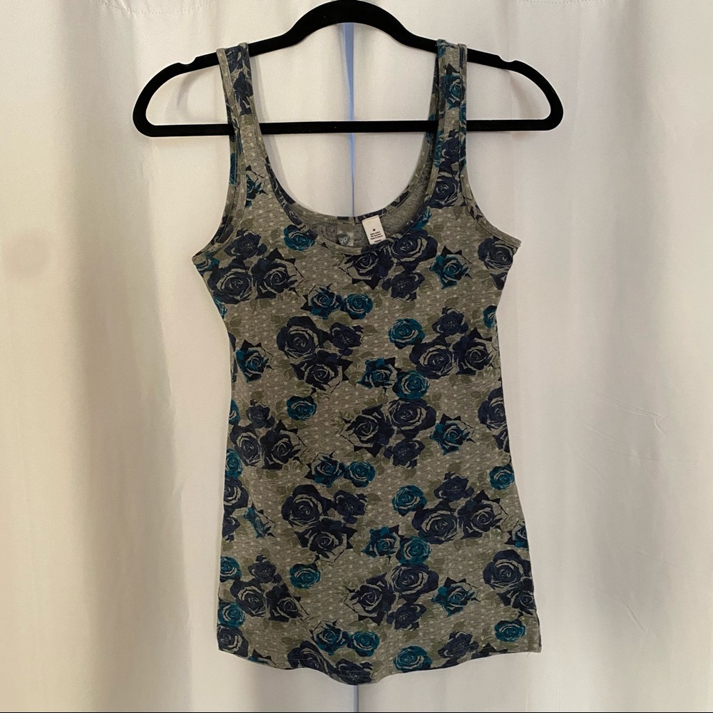 bp. Gray Floral & Blue Polka Dot Tank Top - Size M